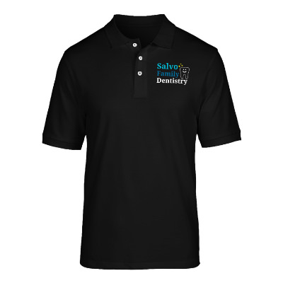 Personalized full color black men's easy blend polo