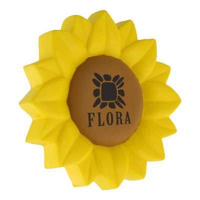 Yellow foam stress ball with a personalized imprint.