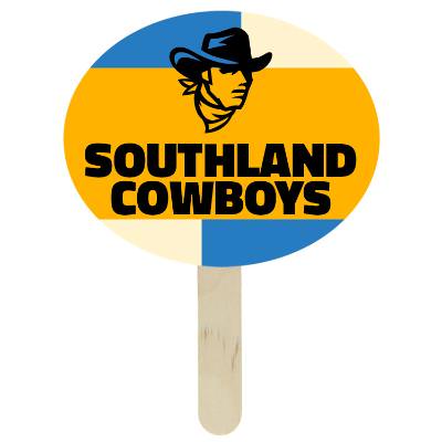 Paper white hand fan with a personalized imprint.