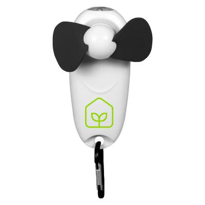 Plastic white hand fan branded with your logo.