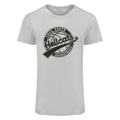 Solid athletic grey tee with custom logo.
