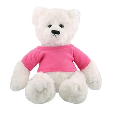 Plush and cotton pink plush hold a bear-white blank.