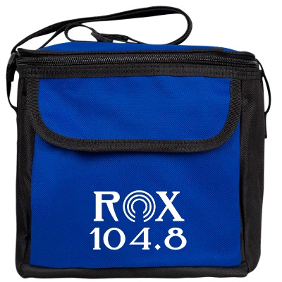 Polycanvas royal blue 6 can insulated bag with branded logo.