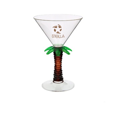 Acrylic palm tree martini glass with custom logo in 7 ounces.