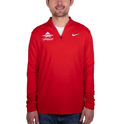 Red custom imprinted mens sweatshirt.