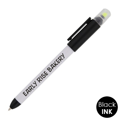 Plastic two-way pen highlighter/pen.