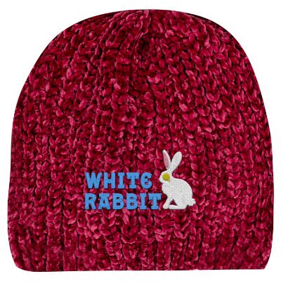 Custom maroon embroidered beanie.