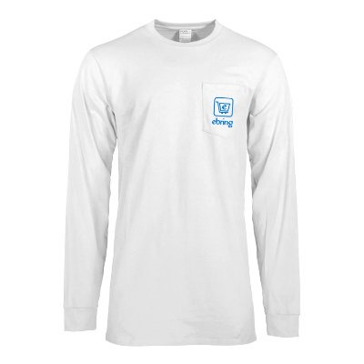 White long sleeve tall t-shirt with personalized logo.