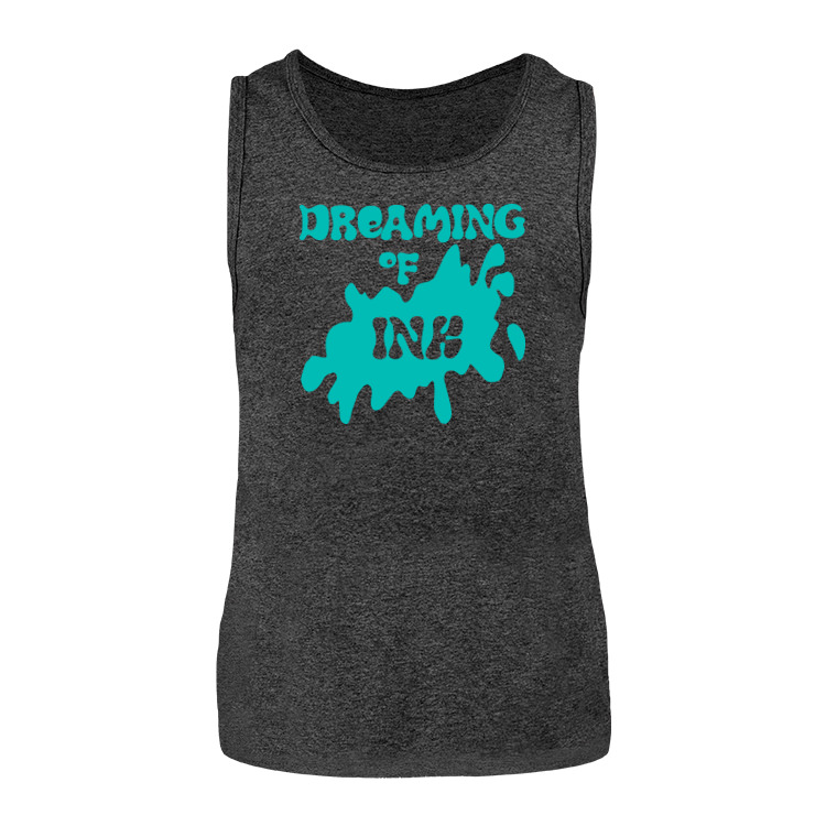 Customized dark heather grey cotton tank top with logo.