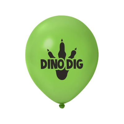 Green latex balloon with a personalized logo