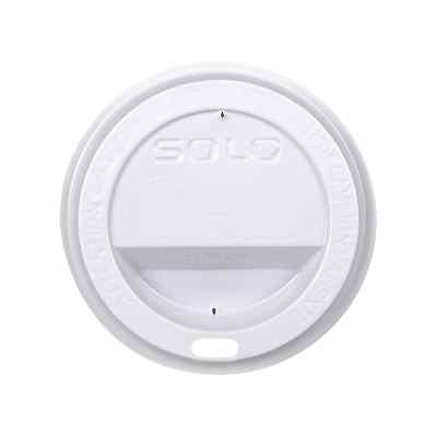 White sipper lid blank fits 8 ounce paper cup.
