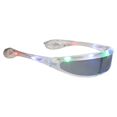 Plastic multicolor futuristic light up sunglasses blank.