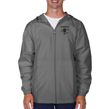 Gray full zip personalized jacket.