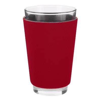 Foam red pint glass sleeve cooler blank.