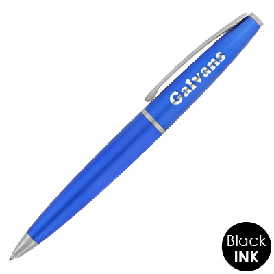 Custom engraved aluminum pen with chrome accents.