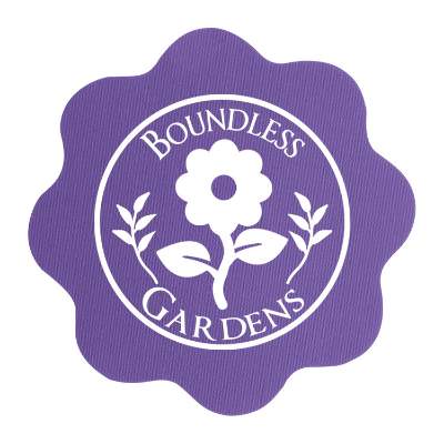 Purple 5-in. flower rubber jar opener with custom printed logo.