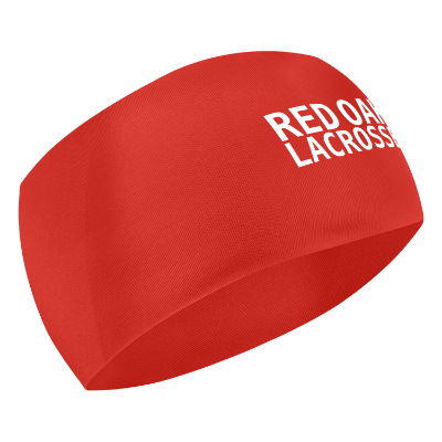 Custom Red headband with one-color logo.