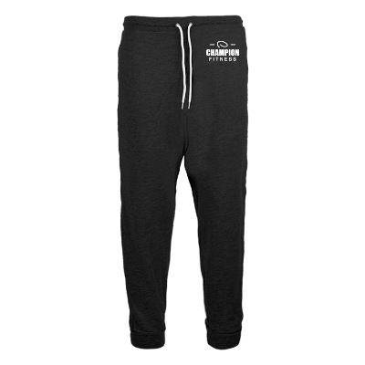 Personalized dark grey heather jogger sweatpant with logo.