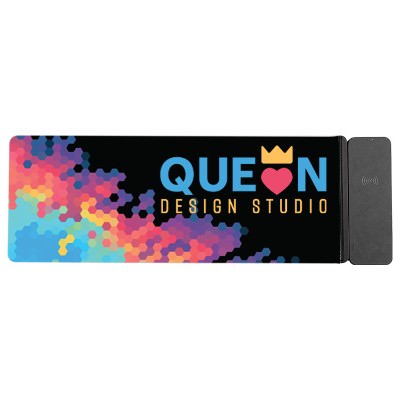 Recycled material charging desk mat with full color imprint.