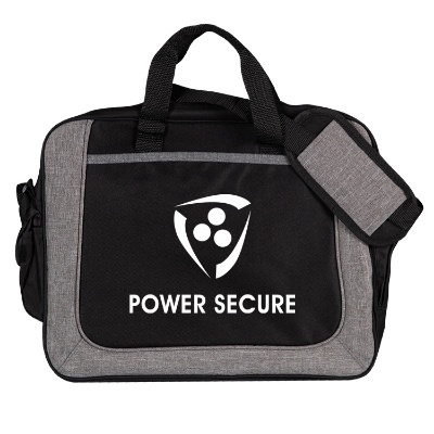 Polycanvas red and black dolphin business bag with logoed imprint.