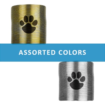 Assorted metal spring with a branded imprint.