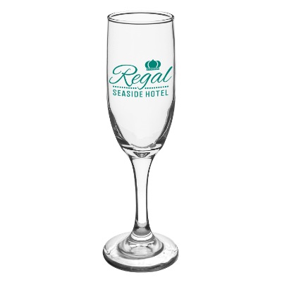 Clear flute with custom logo.