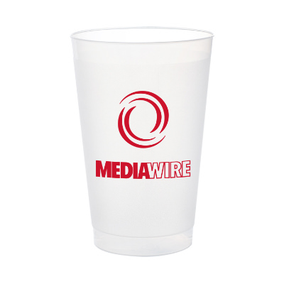 Durable plastic frosted plastic cup with custom logo in 24 ounces.