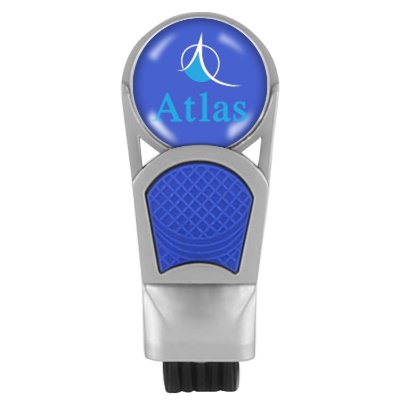 Club brush with ball marker with full color custom promotional imprint.