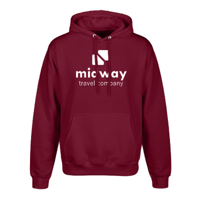 Cardinal customizable hooded sweatshirt.
