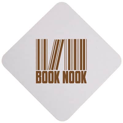 Pulpboard natural diagonal personalized coaster.