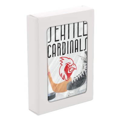 Hockey paper playing cards with a custom logo.