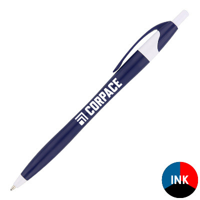 White accented pens with custom logo.