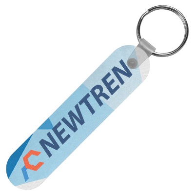 White plastic nail file with a custom logo.