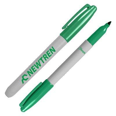 Personalized gray marker with colored cap.
