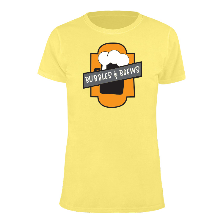 Yellow full color custom short sleeve shirt.