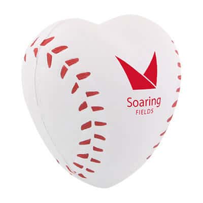 Foam baseball heart stress ball customized with imprint.