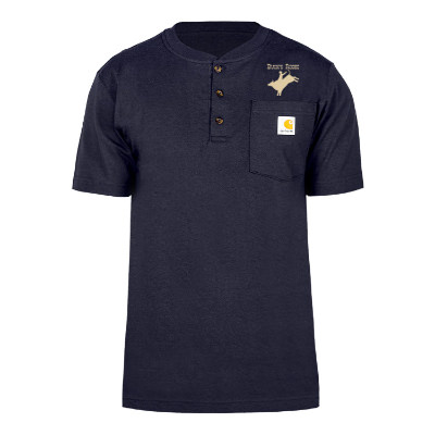 Navy custom imprinted short-sleeve henly t-shirt.