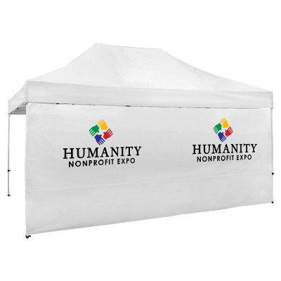 Full-color 15-ft. tent wall with custom imprint.
