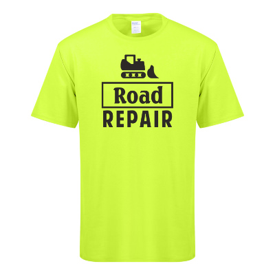 Custom tall safety green t-shirt with one color imprint.