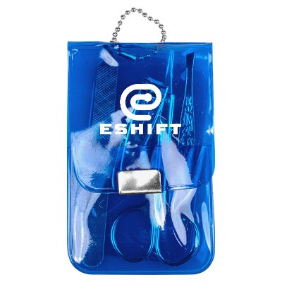 Blue plastic custom manicure set.