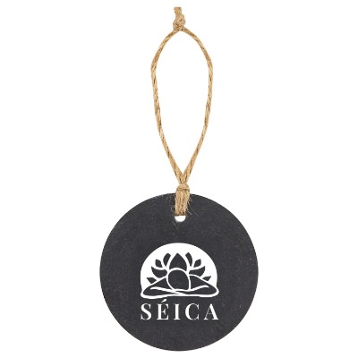 Black stone ornament with a custom imprint