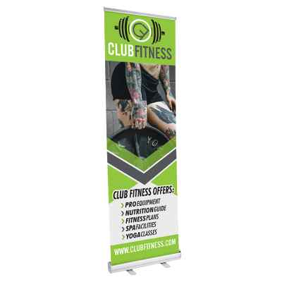 24 inch custom vinyl economy banner stand with aluminum base.