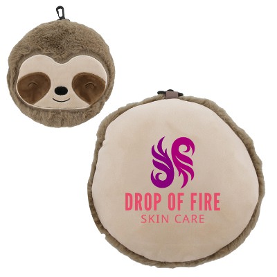 Brown plush sleep mask with a personalized logo
