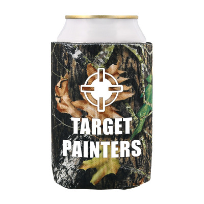 Foam Mossy Oak Breakup licensed collapsible can cooler custom printed.