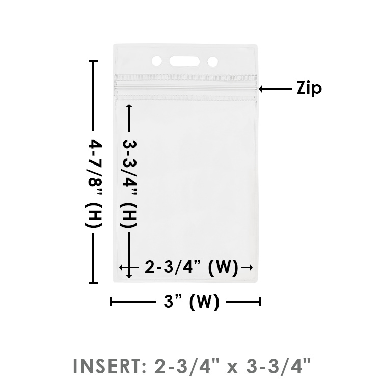 Vertical ID Badge Holder w/ Zip-DS