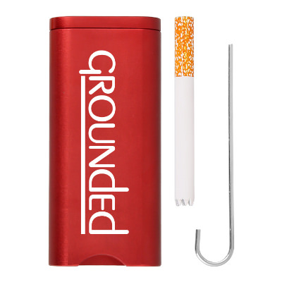 Red dug out with bat with custom logo.