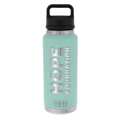 Stainless steel seafom water bottle with custom engraved logo in 18 oz.