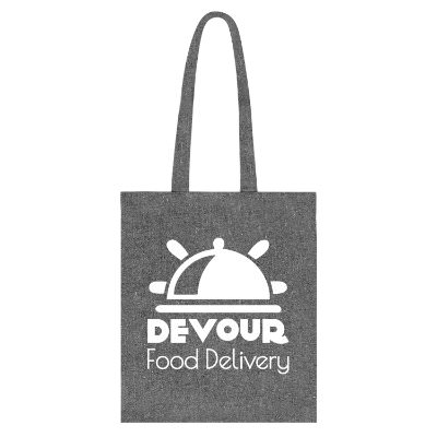 Reycled cotton multicolored tote bag with custom logo.