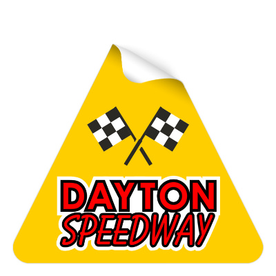 Triangle sticker with full color custom imprint.