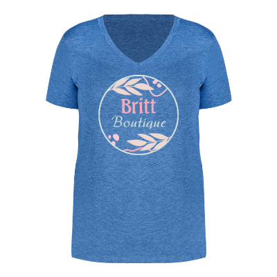 Personalized women's azure blue tee with full color imprint.